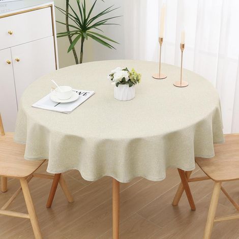 Nappe ronde 140cm avec aspect lin pailleté, déperlante, lavable