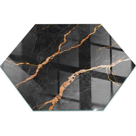 Plaque en verre trempé de sol décorative de sol avec impression sous cheminée Marbre élégant avec veines h40 cm (1/5)