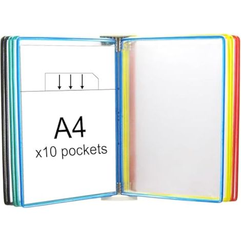 Système De Porte Document Mural, Support Kit Mural Document Métal, Classeurs Muraux, Avec 10x Panneaux D'affichage A4, Porte Documents Pour Halls D'exposition, Restaurants, Bureaux, Lieux Publics (1/5)