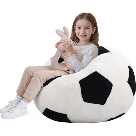 Pouf pour enfant design football – Beanbag en flanelle douce avec rembourrage en mousse haute densité, fauteuil confortable pour garçons et filles dans le coin douillet, chambre d'enfant (1/5)