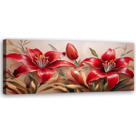 Tableau déco Lys Rouge Fleurs Plantes 90x30 (1/5)