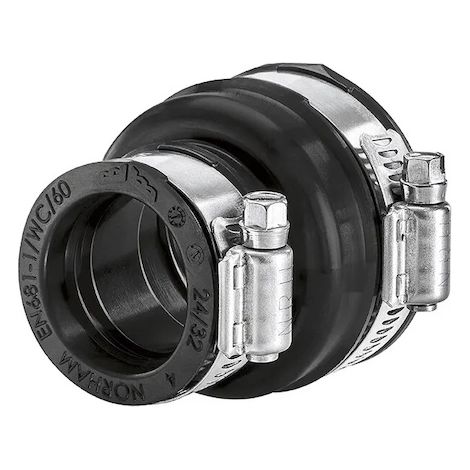 Norham – Raccord PE Flex Seal plus – Filetage plomberie – EPDM et inox 304 – Résistant à 0.6 bar – Plage d'utilisation 32-40/40-50mm