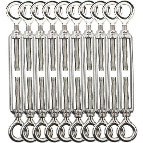 Tendeur Fil De Fer,M5 Tendeurs De Fil,Tendeur De Cable Crochet Et Crochet,Tendeurs De Cable En Acier Inoxydable 304,Utilisé Pour Cordes À Linge,Suspendre,Cable De Garde Corps -10 Pièces (1/4)