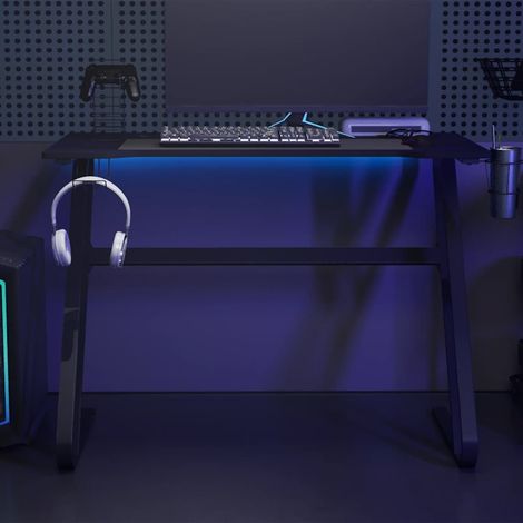 Bureau gaming avec structure ZZ, noir, 110 x 60 x 75 cm (1/5)