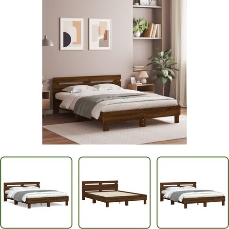 Sommeil -  Cadre de lit sans matelas chêne marron 140x190 cm (1/5)