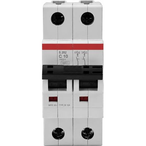 Disjoncteur modulaire 2P 10A courbe C S202-C10 pour tableau électrique 50 g – Livraison gratuite (1/5)