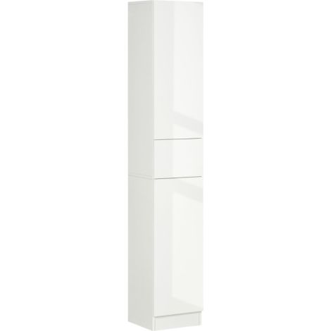 Freestanding Tall Bathroom Cabinet with Adjustable Shelves and Storage Drawer, High Gloss White Finish for Efficient Organization (1/5)