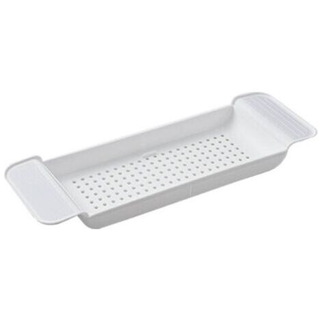 Plateau de baignoire Placement Stable matière plastique extensible conception de drainage caddie de bain Table de baignoire pour salle de bain blanc (1/5)