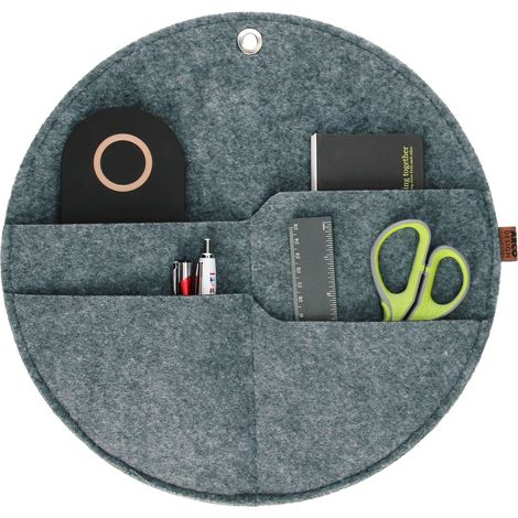 Organizzatore da parete in feltro Bertoni "Circle" diametro L - 35 cm - grigio, 4 tasche, ecologico (1/5)