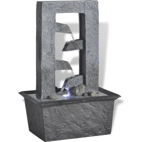 Fontaine d'intérieur avec éclairage LED, en polyrésine (1/5)