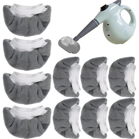 GEEHUA Lot de 10 lingettes universelles pour Balai Vapeur, Accessoires lavables pour Nettoyeur vapeurs, Chiffons en Microfibre pour la Plupart des nettoyeurs Vapeur portatifs (Gris) (1/5)