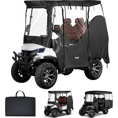 Housse pour Golfette,Housse de Voiturette de Golf de 2 Places,Couverture Intégrale avec Fenêtres PVC Transparentes et Tissu Oxford 600D Imperméable,Protection Extérieure de Soleil Poussière (1/3)