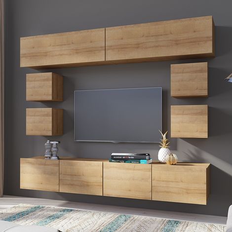 Moderne TV Wand in Eiche Gold Nb. CAIRNS-132, B/H/T ca. 210/200/43 cm (1/4)