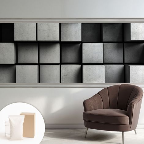 Papier peint intissé classique moderne pour salon et chambre à coucher Décoration rapide avec colle Cubes géométriques 250x104 cm (1/5)