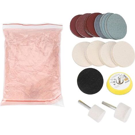 Polishing Set Scratch Removal, Cerium Oxide Kit, Polishing Wheel Felt Polishing Powder for Windshield and Glass