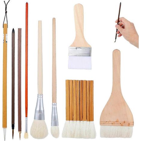 Ensemble de 9 pinceaux à glaçure pour céramique, idéal pour la peinture. (1/5)