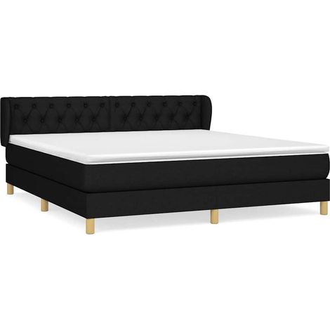 Maison Exclusive - Cama box spring con colchón tela negro 160x200 (1/5)