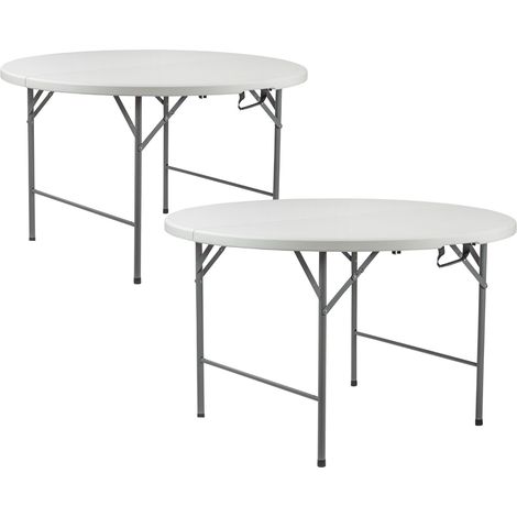 Pack 2 Mesas Plegables Redondas para Catering Efecto Granito 150x74cm Thinia Home (1/5)