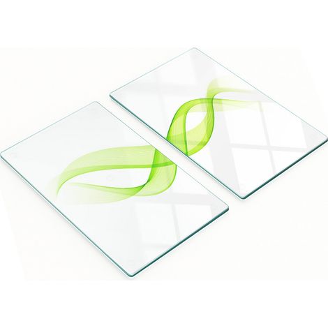 Juego de dos tablas de cocina decorativas de cristal con dise帽o de ondas coloridas, 2 x 30 x 52 cm.