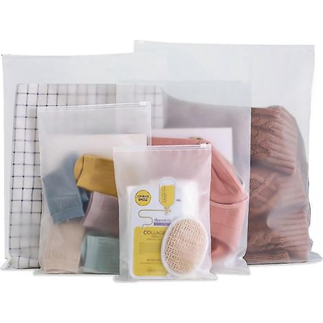 20 wiederverwendbare, wiederverschließbare Plastikbeutel mit Zippverschluss für Klinikaufenthalte, Reiseutensilien und Kleidung – luftdicht verschließbar (1/5)