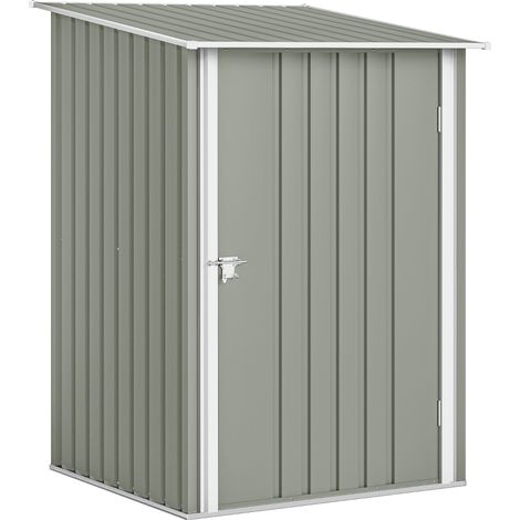 Abri de Jardin Porte‑Outils 100x104x160 cm, en Acier Galvanisé avec Porte, Gris Clair
