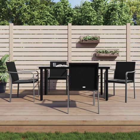 Ensemble à manger de jardin 5 pcs-Salon de jardin coussins résine tressée acier 730132 (1/5)