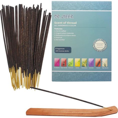 Coffret Cadeau Encens 160 Bâtonnets 8 Parfums Naturels avec Support Bois (1/5)