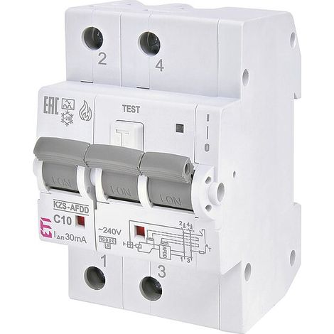 ETI Brandschutzschalter KZS-AFDD 3M2p, 2-polig, Typ A, C10 / 0,03A, unverzögert, REG