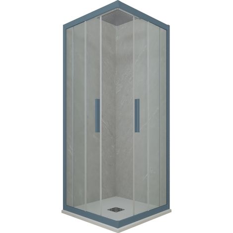 Box doccia 75x120 angolare scorrevole Blu Navy h 200 Kolors