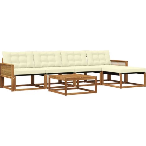 Outdoor Sofa Set with Cushion 6 pcs Natural and Cream vidaXL (1/5)