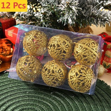 Boule De Décoration De Noël - En Plastique Incassable - 6 cm - Or Brillant - Pour Arbre De Noël Guirlande Et Décoration Intérieure - Lot De 6 (1/3)