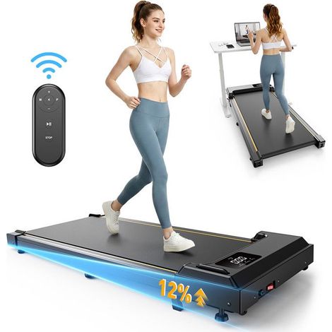 Laufband-KZYNTH Laufband-Fitness-Neigung 1-12 %-Geschwindigkeit von 1 bis 6 km/h-Motor mit 2,5 PS-120KG-Mit APP-Haus-Schwarz (1/5)