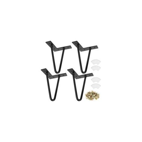 Lot de 4 Pieds Métal pour Table Basse Industrielle, 15 cm, Design Épingle, Idéals pour Meuble TV et Table Basse (1/5)
