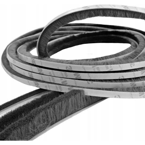 Burlete autoadhesivo de cepillo 7x6mm 1m gris para puertas y ventanas (1/4)