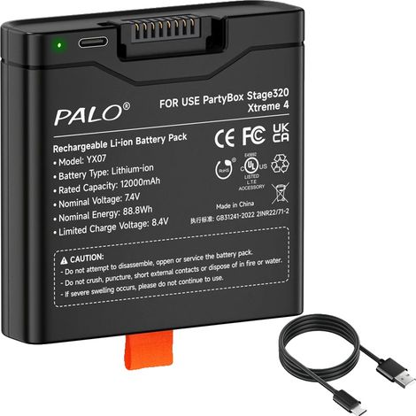 Batería recargable, capacidad de 12000 mAh, compatible con altavoces Bluetooth, 1 unidad. (1/2)