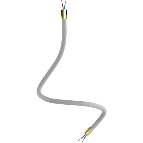 Creative-Cables Kit Rallonge Creative Flex (longueur 60 cm, Ø 10 mm) - Revêtement tissu argent RM02 et finition bronze satiné - Avec embouts métalliques et accessoires (1/5)
