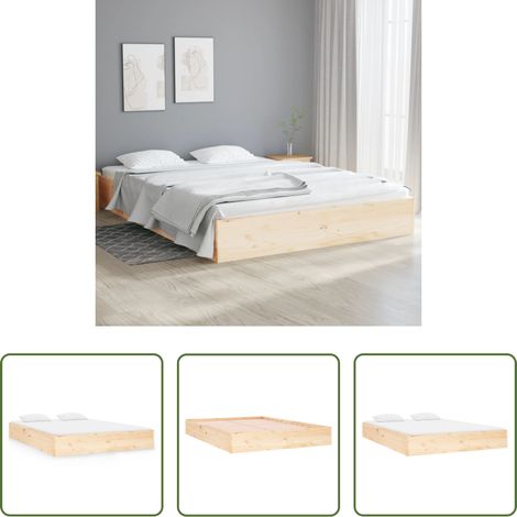 vidaXL Bois de pin - Cadre de lit sans matelas bois massif 140x190 cm (1/5)