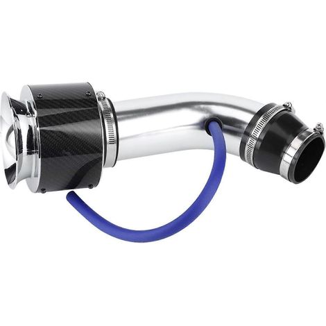 Kit de flux d'air froid pour conduit, filtre d'admission d'air, système d'admission d'air, tube en aluminium, aluminium durable, style fibre de carbone noire, accessoires de fixation (1/5)