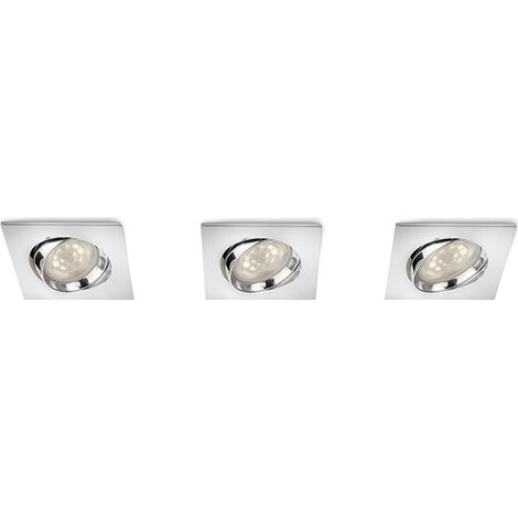 LM Spot LM Set 3 spot incasso quadrati LED alluminio cromo 10 cm