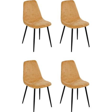 Lot de 4 Chaises en Chenille "Nokas" 86cm Ocre (1/5)