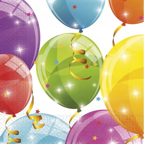 Servilletas con diseño de globos brillantes, 33x33 cm, 20 unidades. (1/2)