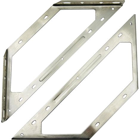 2 Pièces Équerre de fixation, Support triangulaire en fer brossé 385mm, Renfort angle droit pour meubles, Armoire Table Chaise (1/5)