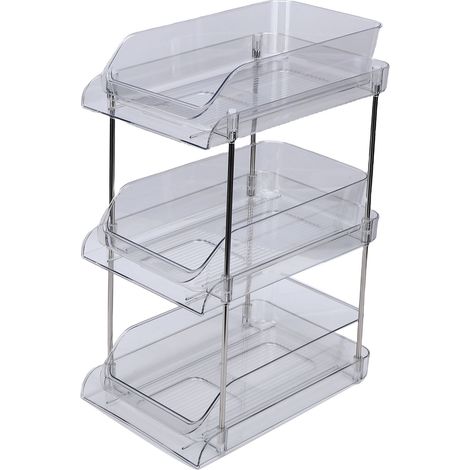 Organisateur et rangement sous évier à 3 niveaux, organisation extractible, étagère empilable polyvalente pour cuisine, salle de bain, garde-manger (1/5)