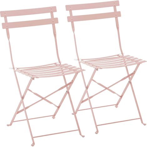 Lot de 2 chaises pliantes en acier rose poudré