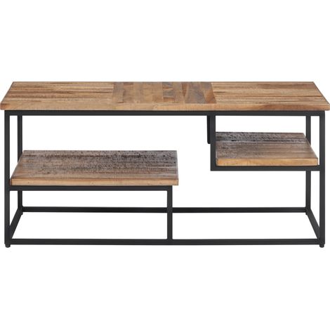 Table basse Table de salon Table de café 90x50x39 cm teck de récupération massif (1/5)