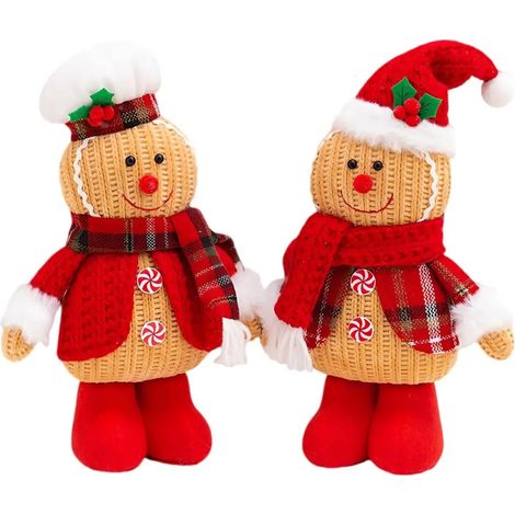 Poupée de pain de gingembre 2 chapeaux blancs décorant la scène de Noël (1/5)