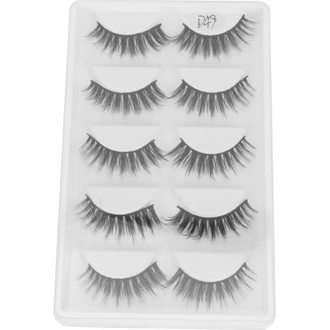 5 Paires de Cils Épais Volumineux 3D Longs Bouclés Naturels, Outil de Maquillage pour Yeux (D49) (1/5)