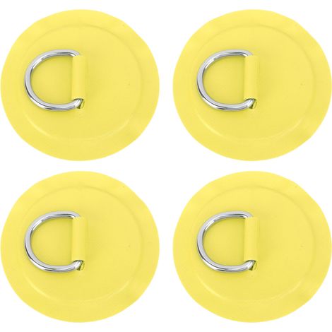 Patch Ronde en PVC Souple avec Œillet en D pour Canot Pneumatique, Planche de Surf ou Paddle, Lot de 4 Jaune