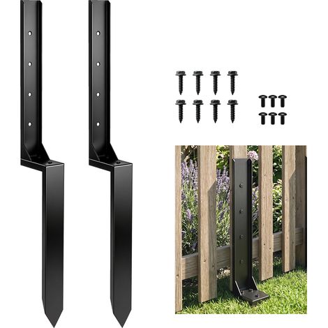 Outsunny 2 Pack Fence Post Repair Kit, Metal Fence Post Support with Drill (1/5)