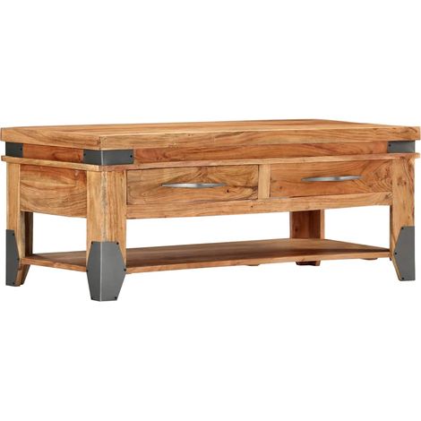 vidaXL Mesa de centro de madera maciza de acacia 110x52x45 cm (1/5)